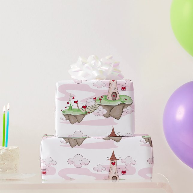 Papier Cadeau Illustration du château d'amour flottant Imaginair (Créateur téléchargé)