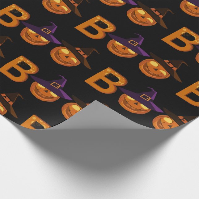 Papier Cadeau Illustration du Citrouille de Boo Halloween  (Coin)