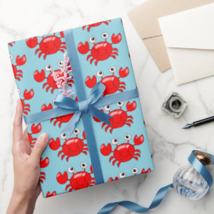 Papier Cadeau Illustration du crabe rouge au dessin souriant