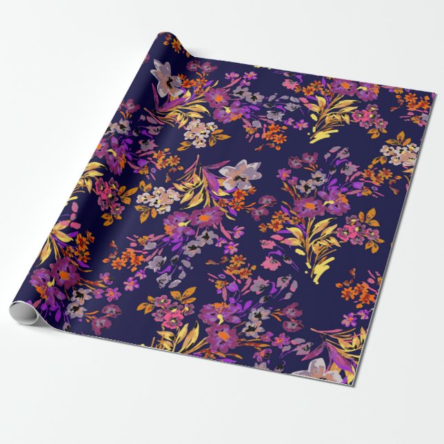 Papier Cadeau Illustration du motif de fleurs (Déroulé)
