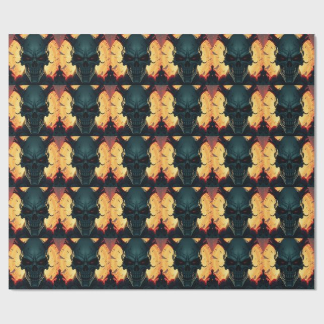 Papier Cadeau Illustration du style de bande dessinée crâne Imag (Plat)