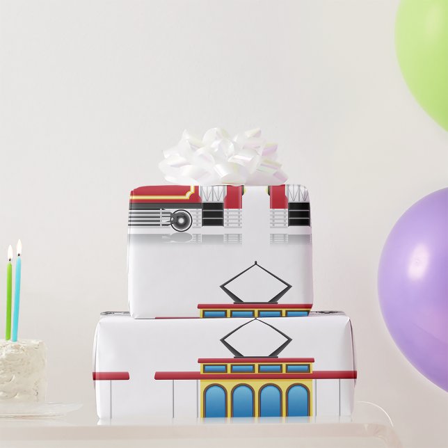 Papier Cadeau Illustration du tramway rétro (Créateur téléchargé)