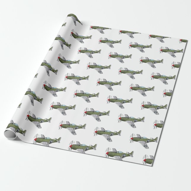 Papier Cadeau Illustration d'un avion militaire (Déroulé)