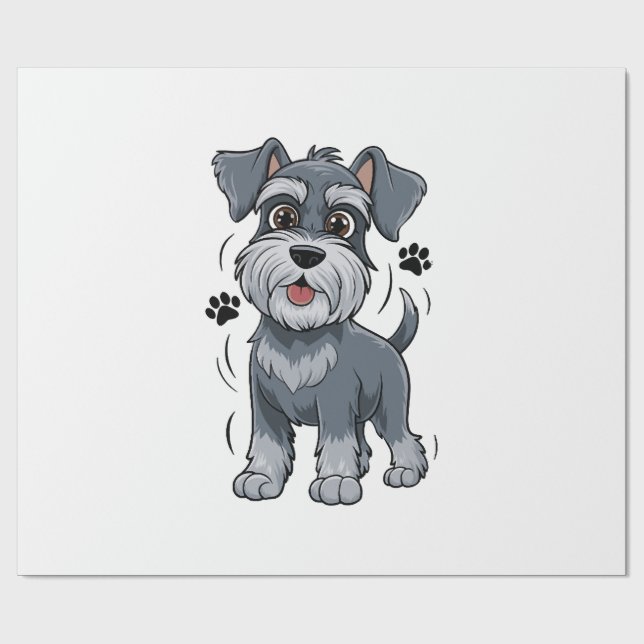 Papier Cadeau Illustration d'un chiot Schnauzer adorable avec de (Plat)