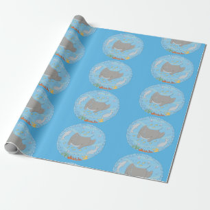 Papier Cadeau Illustration d'une mignonne raie manta et de bulle