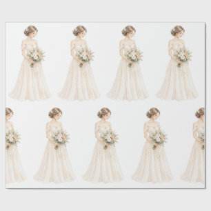 Papier Cadeau Illustration élégante de la mariée à l'aquarelle