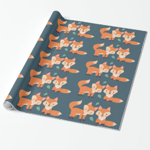 Papier Cadeau Illustration graphique des renards orange mignons