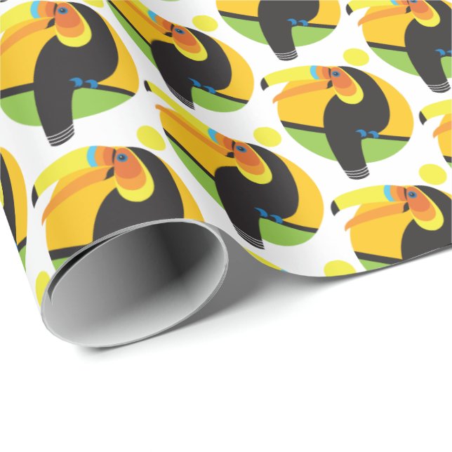 Papier Cadeau Illustration graphique Oiseaux tropicaux du Toucan (Coin rond)