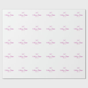 Papier Cadeau illustration gribouillis monogramme nom ruban mage