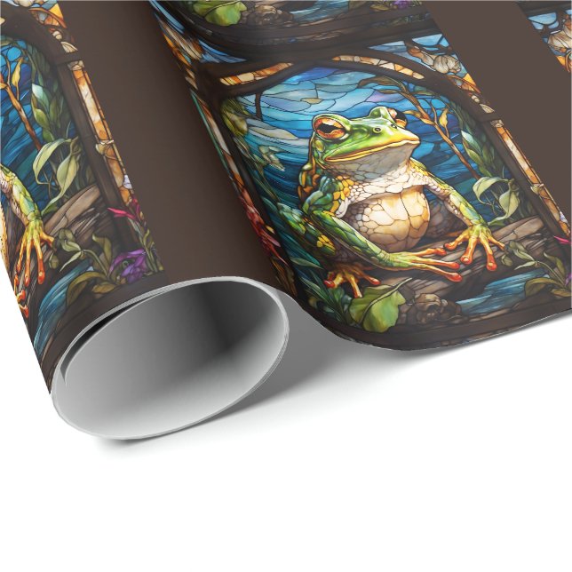 Papier Cadeau Illustration majestueuse de grenouille Arcane (Coin rond)