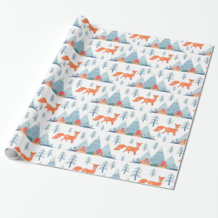 Papier Cadeau Illustration mignonne de motif de Fox et de