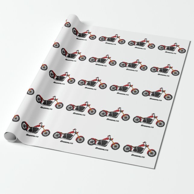 Papier Cadeau Illustration motocyclette de style hélicoïdal (Déroulé)