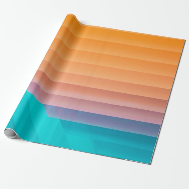 Papier Cadeau Illustration orange et turquoise (Déroulé)