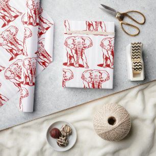 Papier Cadeau Illustration Red Elephant