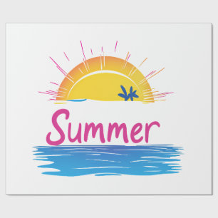 Papier Cadeau Illustration Sunset Summer Beach