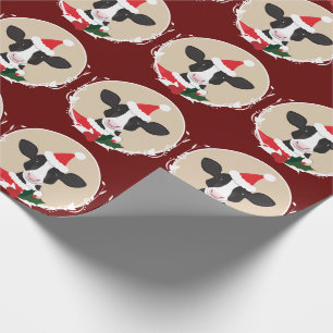 Papier Cadeau Illustration Vache Santa Hat Novelty Christmas