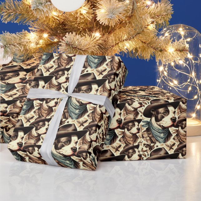 Papier Cadeau Illustration vintage American Pit Bull Terrier (Vacances)