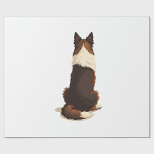 Papier Cadeau Illustration vintage de Border Collie vu de dos