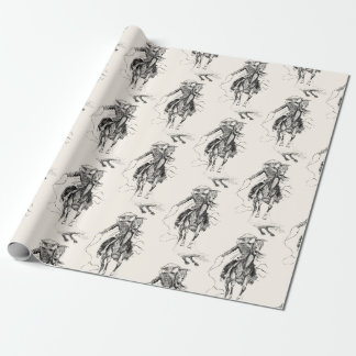 Papier Cadeau Illustration vintage de Cowboy et de Horse