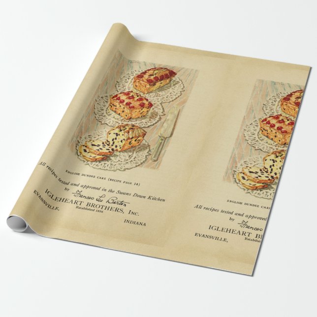 Papier Cadeau Illustration vintage de gâteau de fruit (Déroulé)