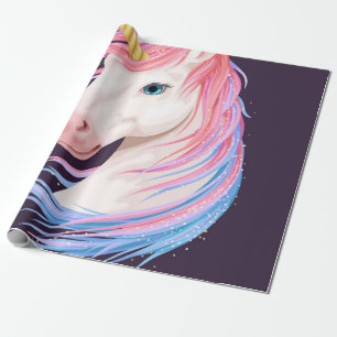 Papier Cadeau Illustration vintage de la licorne mignonne avec o