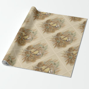 Papier Cadeau Illustration vintage de mésange bleue