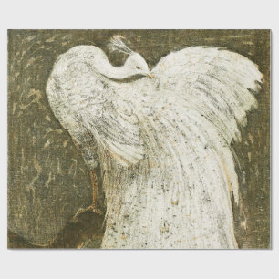 Papier Cadeau Illustration vintage de paon blanc