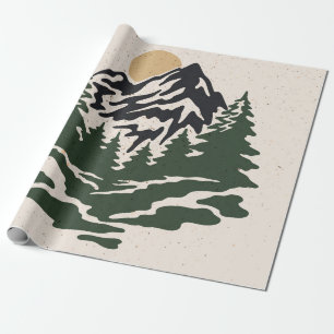 Papier Cadeau Illustration vintage du paysage de montagne