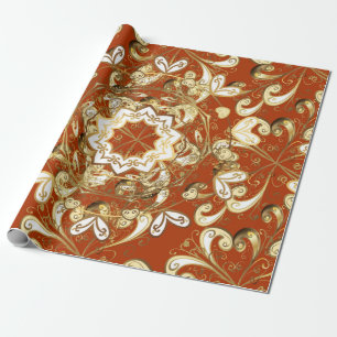 Papier Cadeau Illustration vintage. Oélier doré motif sans cou