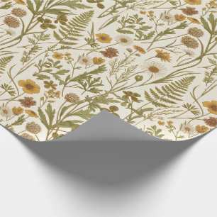 Papier Cadeau Illustrations botaniques de fleurs et de graminées