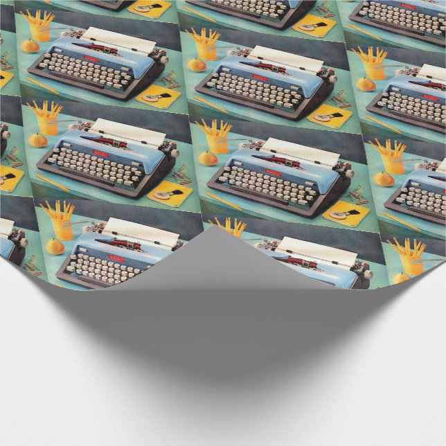 Papier Cadeau image d'annonce de machine à écrire des années (Coin)