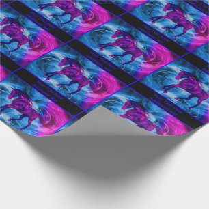 Papier Cadeau Imaginaire à cheval noir galopant Personnalisé