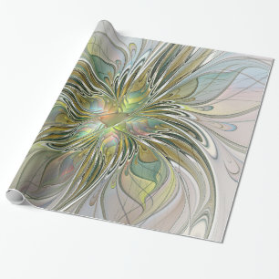 Papier Cadeau Imaginaire Floral Fleur Art Fractal Moderne Avec O