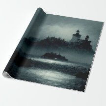 Imaginaire Island Lighthouse Misty Foggy Dark Nigh