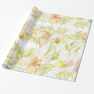 Papier Cadeau Imaginaire Pastel Aquarelle Motif Floral