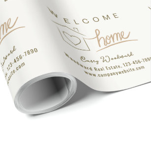 Papier Cadeau Immobilier Minimaliste Personnalisé Bienvenue à la