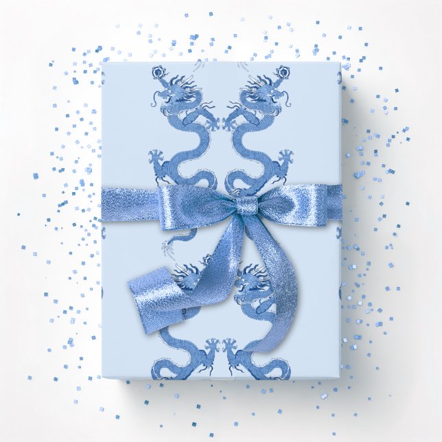 Papier Cadeau Imperial Dragon in Blue Porcelain (Créateur téléchargé)