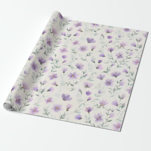 Papier Cadeau Impression botanique de fleurs sauvages cottagecor