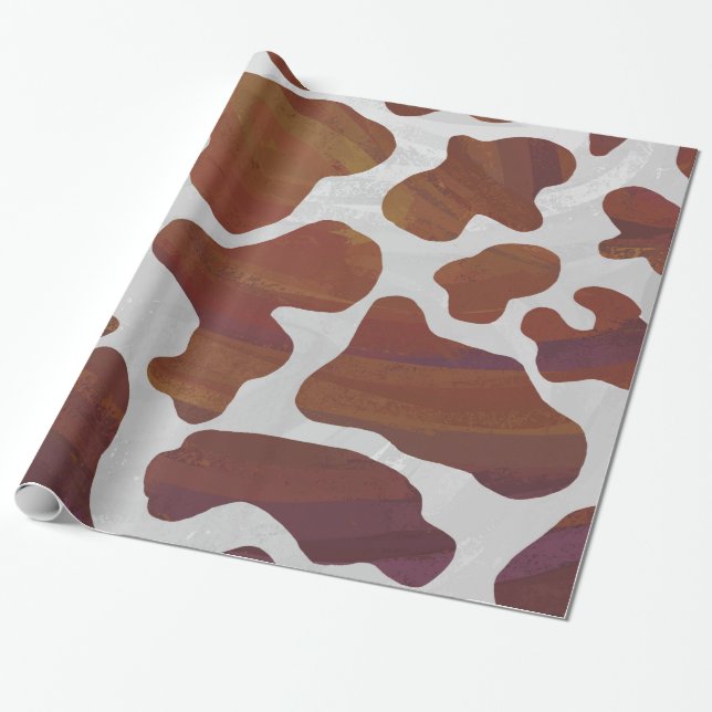 Papier Cadeau Impression Brown et blanche de vache (Déroulé)