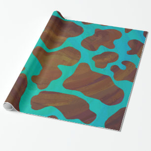 Papier Cadeau Impression Brown et Turquoise de vache