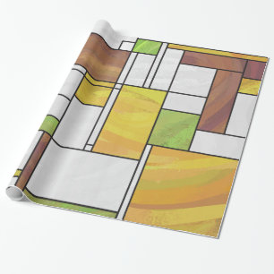 Papier Cadeau Impression Brown jaune vert
