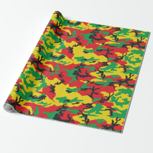 Papier Cadeau Impression camouflage Couleurs du drapeau Rasta