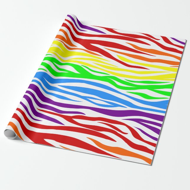 Papier Cadeau Impression d'animal arc-en-ciel tigre sans couture (Déroulé)