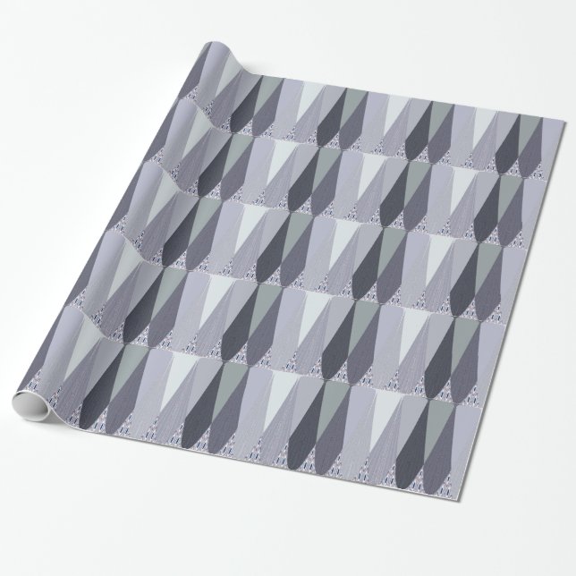Papier Cadeau Impression d'art à points chevron gris cendré (Déroulé)
