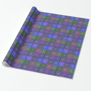 Papier Cadeau Impression d'art bleu et violet à carreaux