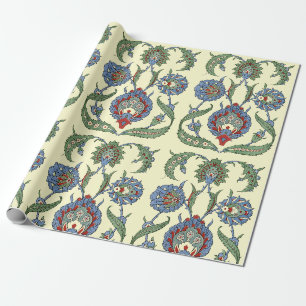 Papier Cadeau Impression d'art floral géométrique bleu rouge ara
