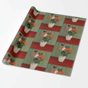 Papier Cadeau Impression d'art floral vert sauge Henri Rousseau