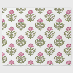 Papier Cadeau Impression de bloc de chrysanthème rose, Noël