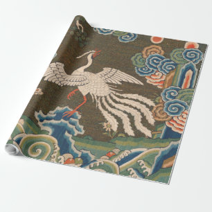 Papier Cadeau Impression de broderie en soie blanche antique chi