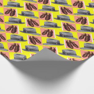 Papier Cadeau impression de fedora et chaussures wingtip des ann